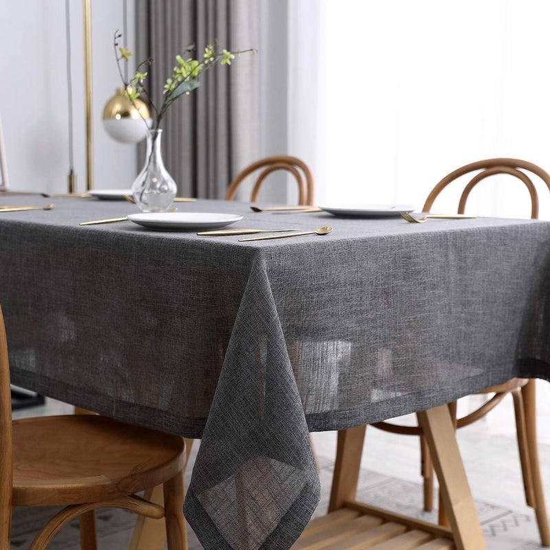maxmill Flaxy Faux Linen Table Cloth with 2-Tone Slubby Texture Wrinkle Resistant Anti-Shrink Soft Tablecloth for Kitchen Dining Tabletop for Buffet Banquet Parties Rectangle 52 x 70 Inch Charcoa - Image 2
